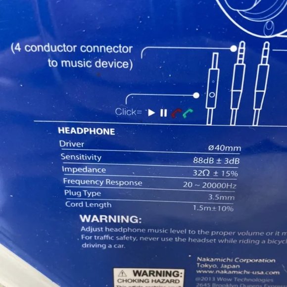 Nakamichi Precision Sound Over The Ear Headphones Metallic Edition Blue Wired - Picture 7 of 16